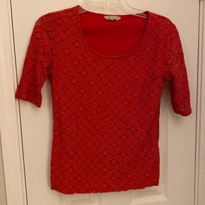 Banana Republic stretch lace top in burnt orange, size X-small